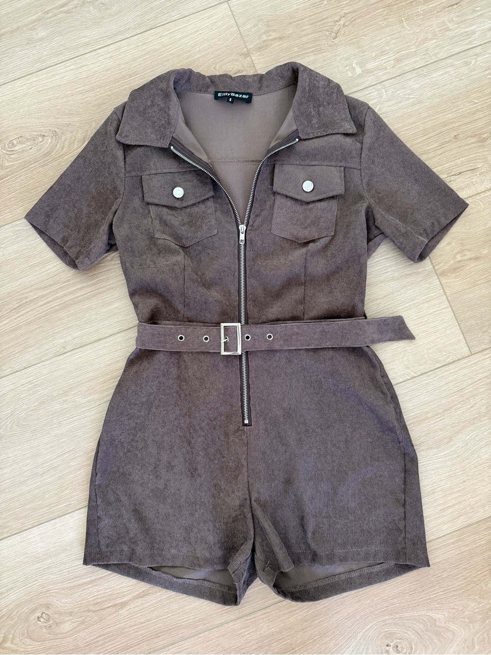Brown Zip Up Romper